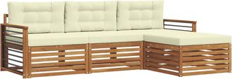vidaXL Conjunto De Sof&aacute;s De Exterior 4 Uds. Natural Y Crema Vidaxl