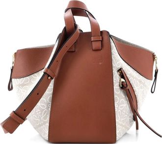 Loewe Hammock Bag Leather and Anagram Jacquard Small shoulder bag - Beige