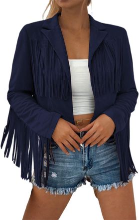 Generic Faux Suede Leather Jackets for Women Trendy Fall Western Fringe Cropped Jacket 2025 Tassel Motorcycle Crop Coats - Ladies Fringed Waistcoat - Personal