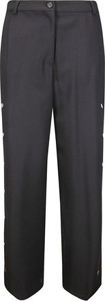 Sportmax Elegant Tailored Pants With Side Slits And Signature Snap Buttons