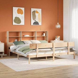 vidaXL Cama Con Estanter&iacute;a Sin Colch&oacute;n Madera Maciza De Pino 180x200cm Vidaxl