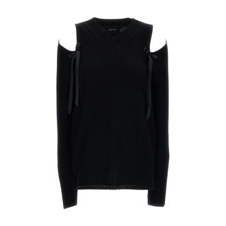 Simone Rocha V-neck Cashmere Jumper - female - Simone Rocha - Round-neck Knitwear - Black - XS - Knitwear