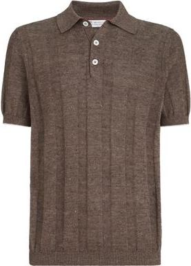 Brunello Cucinelli Rib knit polo in Hazelnut at Nordstrom, Size 48 It