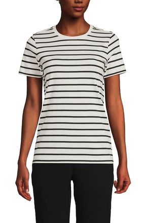 Lands End Relaxed Supima Cotton T-Shirt in Ivory/black Breton Stripe at Nordstrom, Size X-Large P