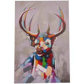 Biscottini International Cuadro &Oacute;leo Sobre La Tela Pintado A La Mano Cervo