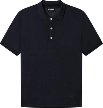 Emporio Armani Stockinette Knit Polo Shirt - Heren - Polos - Zwart - XL - Tops