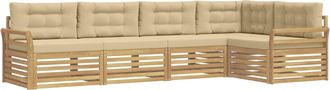 vidaXL Conjunto De Sof&aacute;s De Exterior 5 Uds. Y Beige Poli&eacute;ster Vidaxl