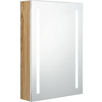 vidaXL Armario De Ba&ntilde;o Con Espejo Y Led Blanco Y Roble 50x13x70 Cm Vidaxl