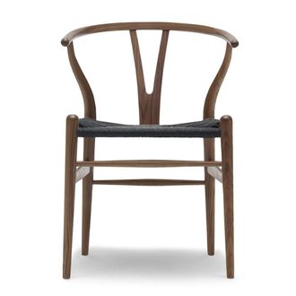 Carl Hansen & S&oslash;n CH24 Wishbone Chair, Walnuss / schwarzes Geflecht