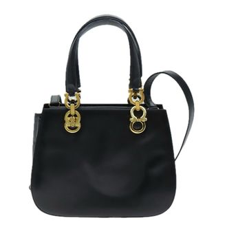 Ferragamo Gancini Leather Black Leather Handbag (Pre-Owned)