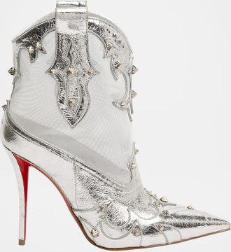 Christian Louboutin 100mm Santia Spike Metallic Leather Western Booties