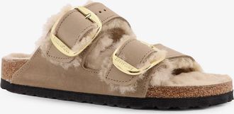 Birkenstock Womens Sandals Arizona Shearling Beige Leather