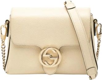 Gucci Pre-owned Cross Body Bags, female, White, Size: ONE SIZE Pre-owned Dollar Interlocking G Crossbody Bag