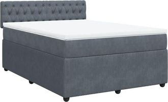 vidaXL Vidaxl - Cama Box Spring Con Colch&oacute;n Terciopelo Gris Oscuro 160x200 Cm