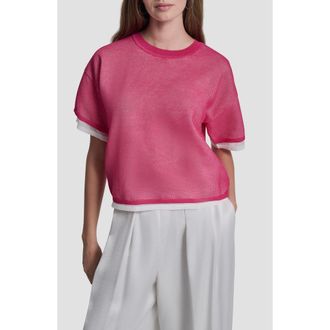 DKNY Boxy Mesh Overlay Top in Hot Pink/ivory at Nordstrom, Size X-Large