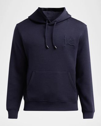Isaia Men & apos;s Cotton Fleece Embossed-Coral Hoodie