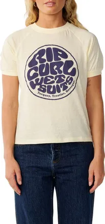 Rip Curl Wettie Graphic Ringer T-Shirt in Soft Yellow at Nordstrom, Size Xx-Small