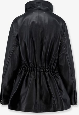 R&oacute;he Womens Leather Jacket With Drawstring Waist Black