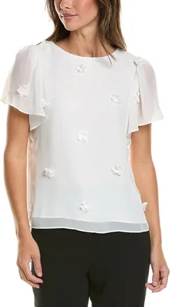 CeCe by Cynthia Steffe Cece Flutter Crewneck Flower Top
