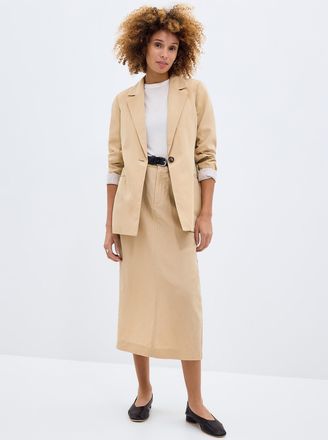 Contemporaine Womens Back slit linen-lyocell skirt