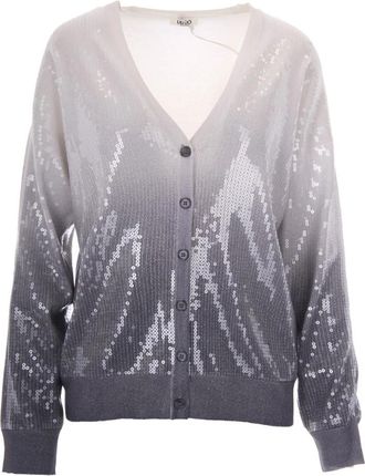 Liu Jo V-hals Cardigan met knoopsluiting - Dames - Vesten - Grijs - XS - Truien & Vesten