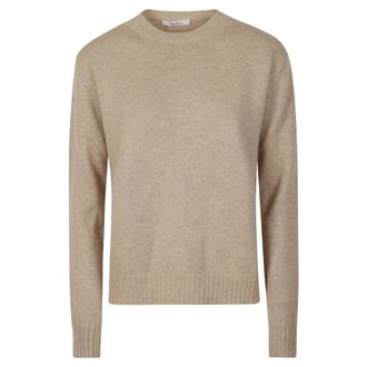 Max Mara Cinema Sweater - Dames - Ronde hals truien - Beige - L - Kasjmier - Truien & Vesten