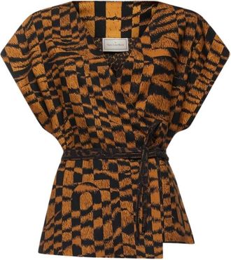 Pierre-Louis Mascia Blouses, female, Brown, Size: L Beadox Gilet