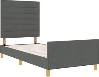 vidaXL Bed Frame with Headboard Dark grey 100 x 200 cm Fabric Vidaxl