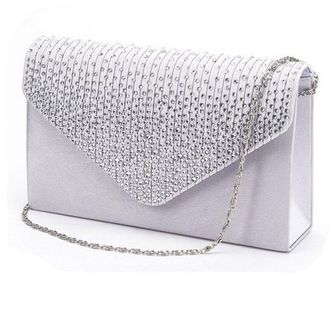 Generic LOIJMK Bags Architecture Envelope Diamante Evening Handbag Satin Womens Bag Womens Party Large Bag Backpack Bags Women, silver, One Size
