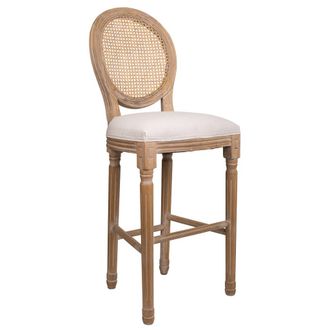 Wanderlust Deco Taburete De Madera Tapizado Color Crema 48x42x76/121