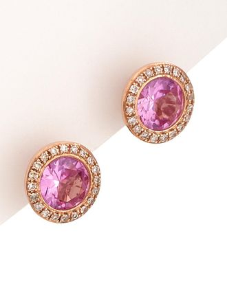 Diana M. Jewels Fine Jewelry 14K Rose Gold 2.15 Ct. Tw. Diamond & Topaz Circular Studs