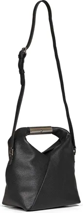 Maison Margiela Womens Small Crossbody Bag With Jewel Handle - Black Calf Leather Handbags Hand