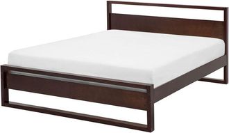 Beliani Bed Pine Wood GIULIA 140 x 200 cm (EU Double) Dark Brown