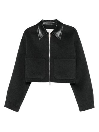 Nanushka leather-trimmed zip-up jacket - Grey