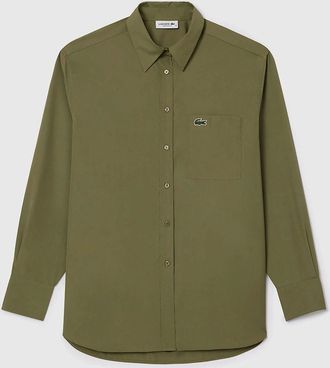 Lacoste Womens Oversized Poplin Shirt - Green - Size: 10