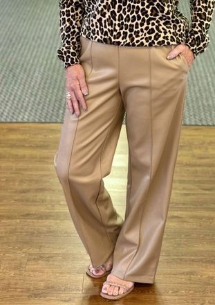 Elan Faux Leather Pants In Camel