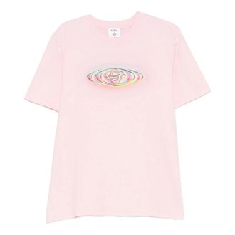 Casablanca T-Shirts, male, Pink, Size: XL Glass Logo Short Sleeve T-shirt