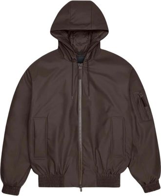 Rains Lohja Insulated Bomberjack - Heren - Bomber jackets - Bruin - L - Leer - Jassen