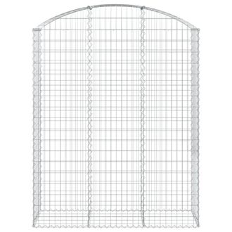 Berkfield Home Decorative Arched Gabion Basket 150x50x180/200 cm Galvanised Iron in Silver