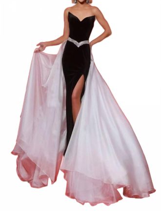Johnathan Kayne Velvet Corset Gown In Black/white