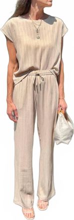 Esqualo Crinkle Trousers In Sand
