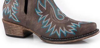 Roper Womens Ava Western Faux Leather Western Shortie Boot In Brown