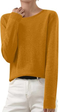 Generic Womens Sweaters Knited Cotton Ladies Sweatshirts Long Sleeve Jumpers for Women Lightweight Pullover Tops Solid Colour Fall Clothes Fashion Classic Fit