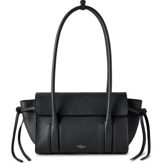 Mulberry Mini Soft Bayswater Grained Leather Satchel in Black at Nordstrom