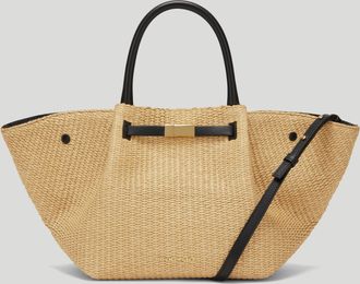 DeMellier The Midi New York in Warm Raffia Black Smooth Leather Shoulder bag