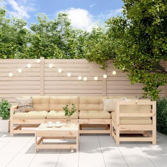 vidaXL Juego De Muebles De Jard&iacute;n 6 Piezas Y Cojines Madera Maciza Vidaxl