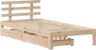 vidaXL Bed Frame with Drawers without Mattress 75x190 cm Small Single Vidaxl