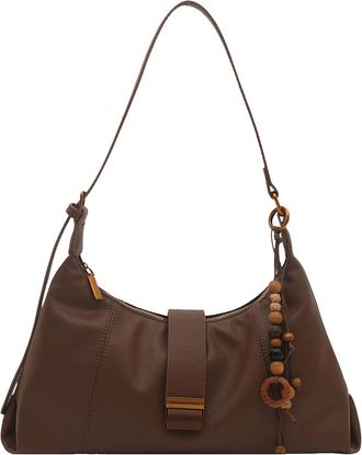 Generic ETOYA PU Top Handle Handbag Solid Color Hobo Handbag Large Armpit Bag for Women Ladies Work Travel Commuting, Brown