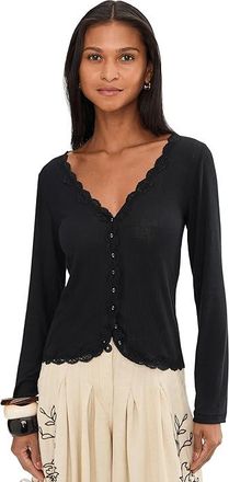 Free People Big Love Rib Cardi Womens Clothing Black : MD, Elastane/Polyester/Viscose