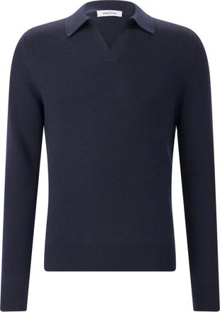 Gran Sasso V-hals gebreid - Heren - V-hals truien - Blauw - L - Wol - Truien & Vesten